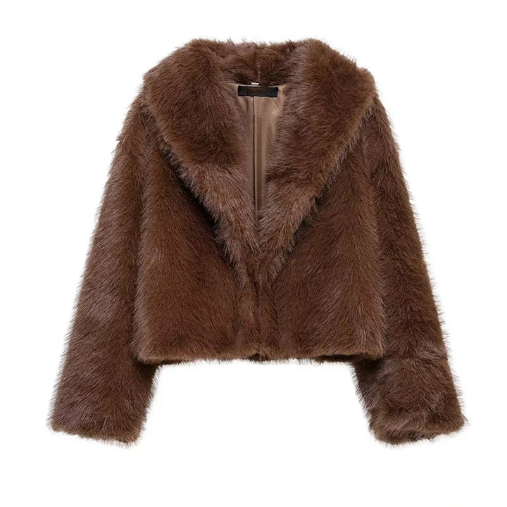 Brown fur jacket on a white background