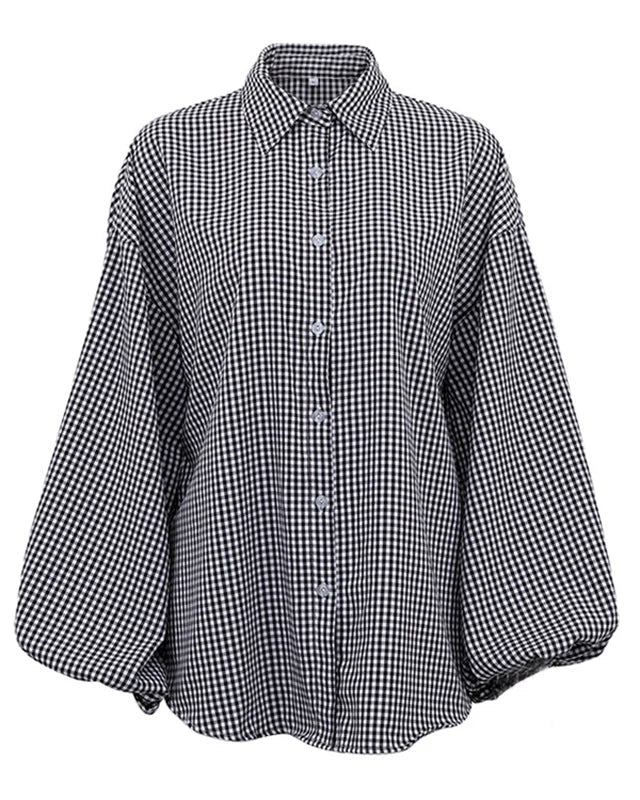 Black and white checkered shirt on a white background
